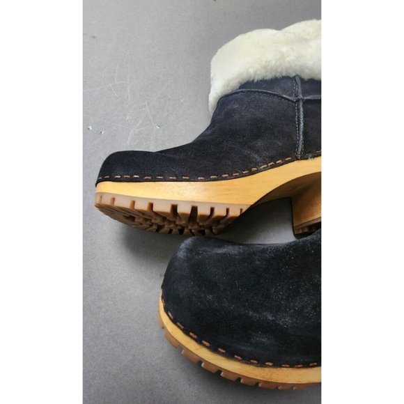 Mia Clogs Suede Ankle Boots Sheepskin Wood Size 9 Jildie - Picture 2 of 16